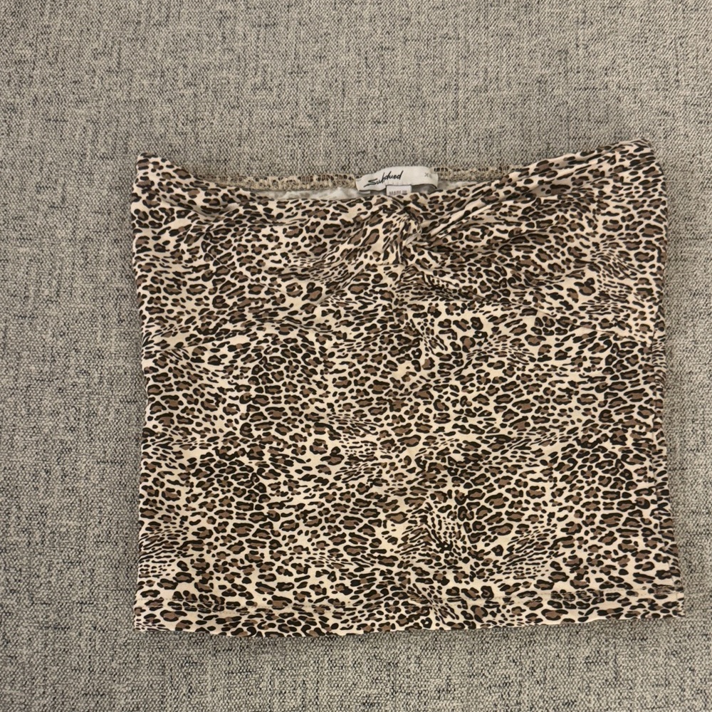 Subdued Leopard Print Tube Skirt - Beige/Brown